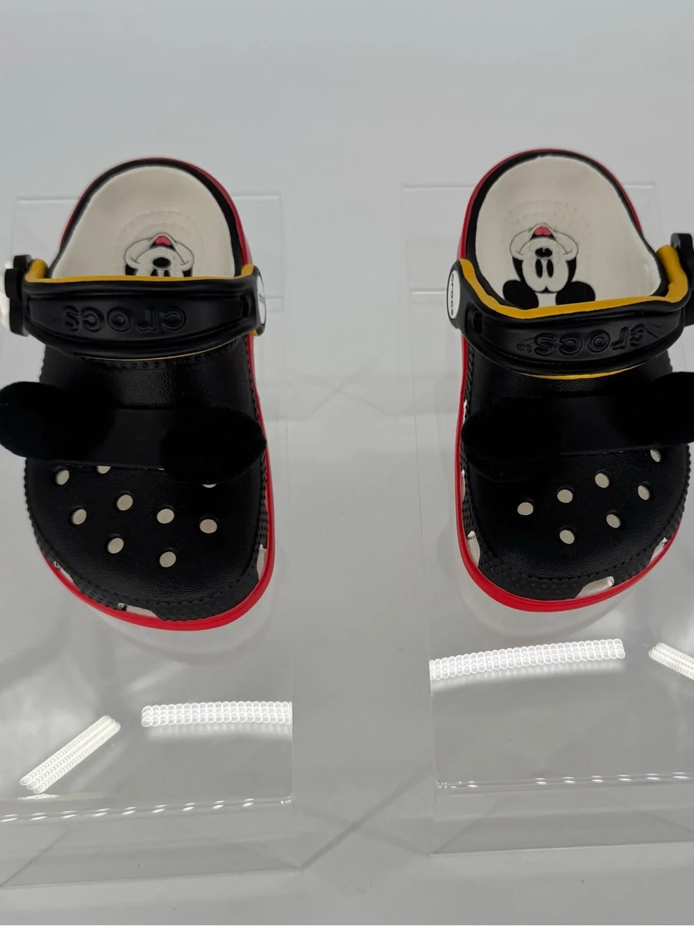 CROCS Kids Black with Yellow & Red Mickey Ear Clogs Unisex Size 7